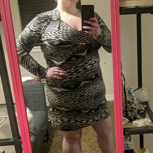 Black & White modern print fit and flare dress